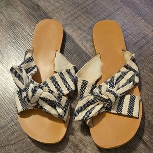 Merona Navy and Cream Striped Sandals